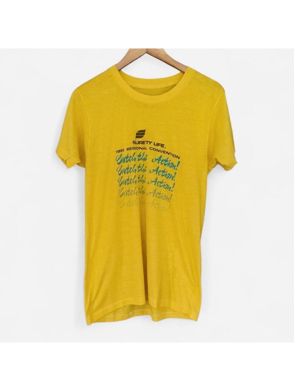 Vintage 1981 Surety Life Regional Convention Graphic Tee Yellow